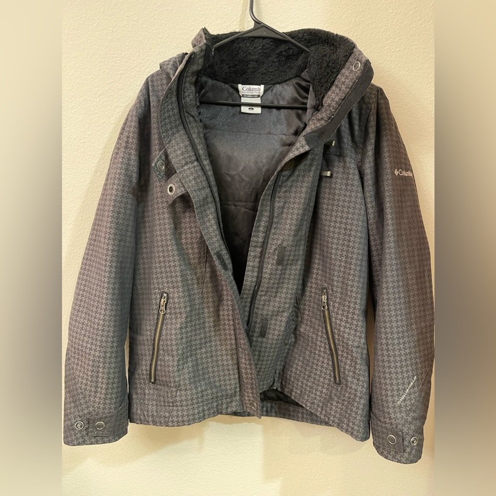 Columbia Abbot Kinney hooded jacket winter coat houndstooth Womens Large